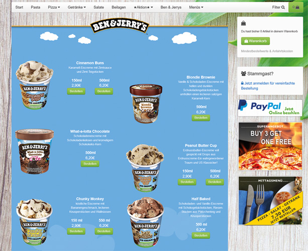 Individuele categoriedesigns, voorbeeld Ben & Jerry's