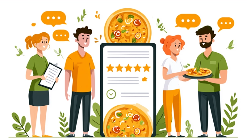 Kunden geben Feedback mit Sternebewertungen für ihren Liefershop