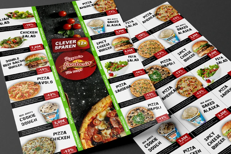 Gedrukte couponvellen zoals bij McDonald's voor je bezorgshop