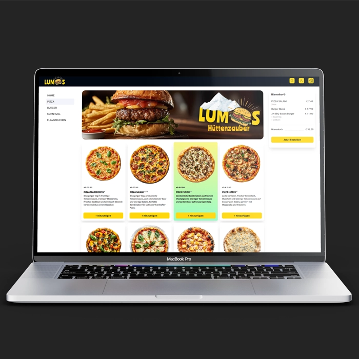Demo-shop Lumos: modern design voor pizzabezorgdiensten