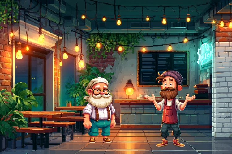 eCaupo Arcade macerasından el çizimi sahne
